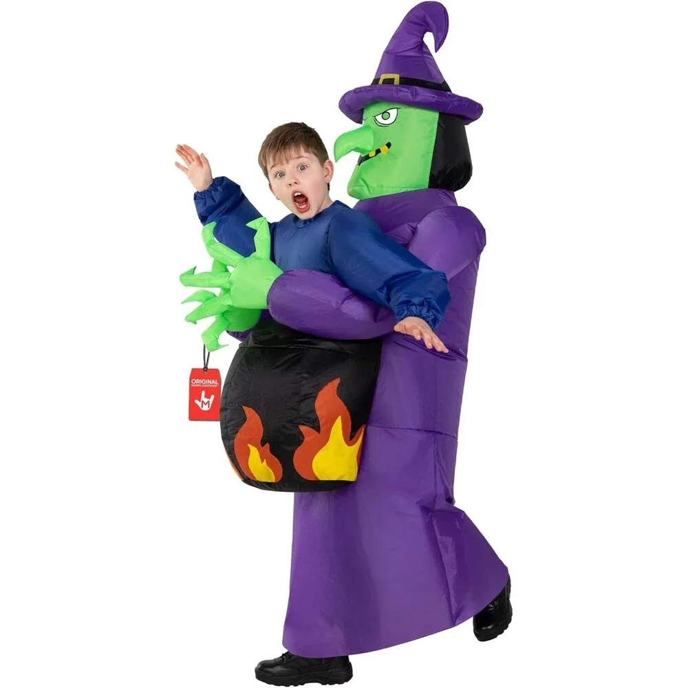 Inflatable Witch Cauldron Pick Me Up Costume Scary Halloween Morph Kids One Size